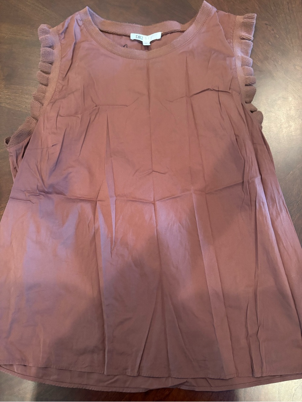 Women’s brown ruffle sleeve tank top